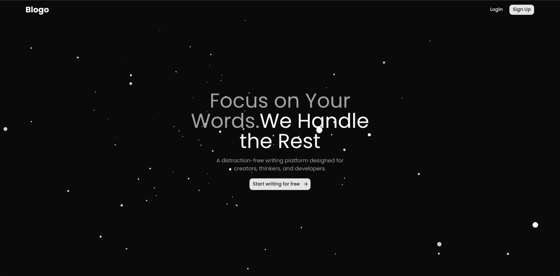 Screenshot of the Blogo project